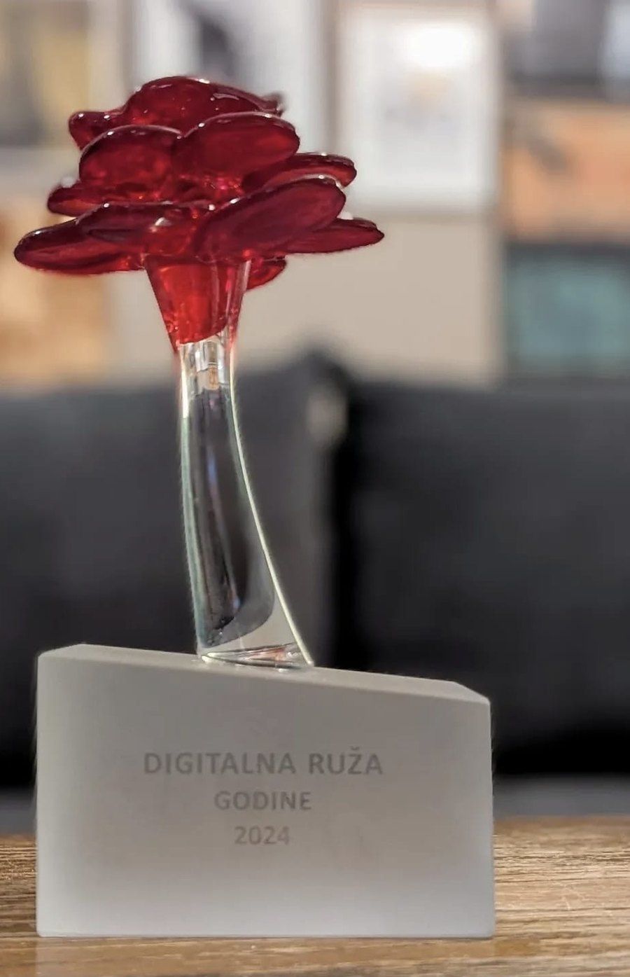 Kipić Večernjakove ruže s natpisom Digitalna ruža godine 2024.