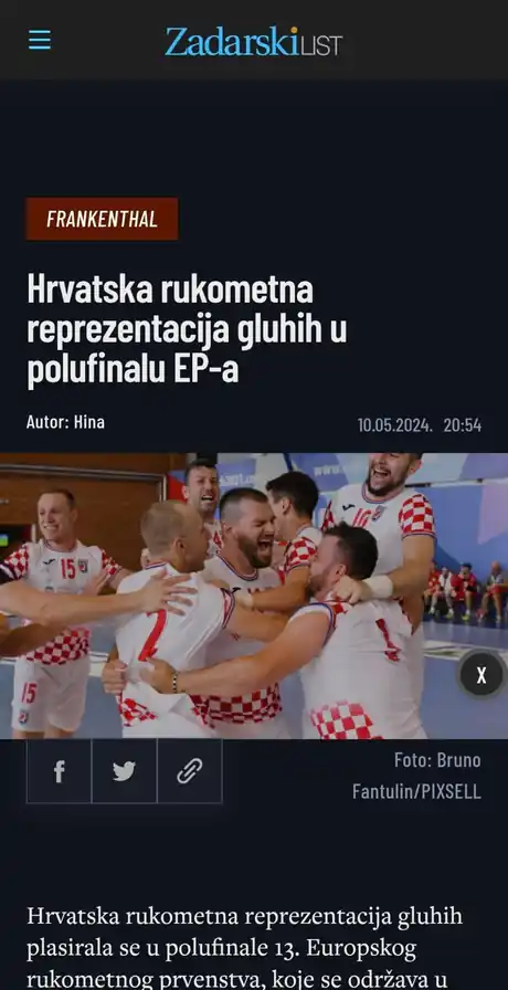 Zadarski list: Rukometna reprezentacija gluhih u polufinalu EP-a