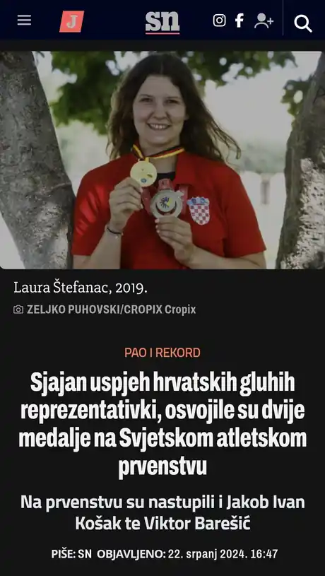 Sportske novosti: Dvije medalje hrvatskih gluhih reprezentativki na Svjetskom atletskom prvenstvu