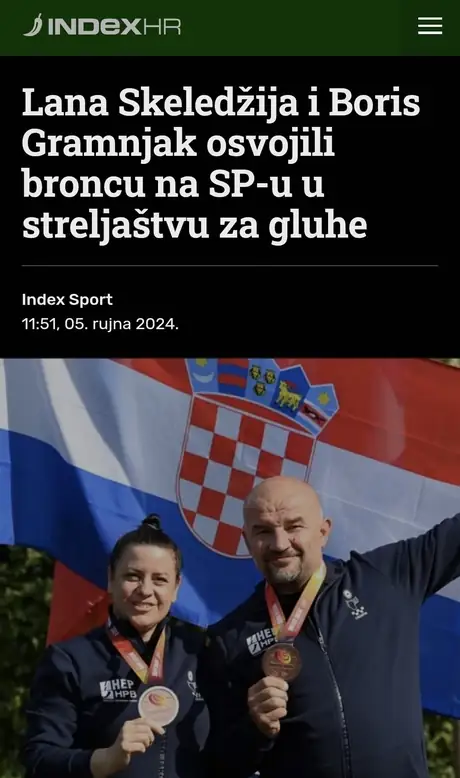Index.hr: Lana Skeledžija i Boris Gramnjak osvojili broncu na SP-u u streljaštvu za gluhe